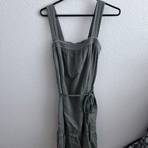 Anthropologie Green Tie Waste Dress